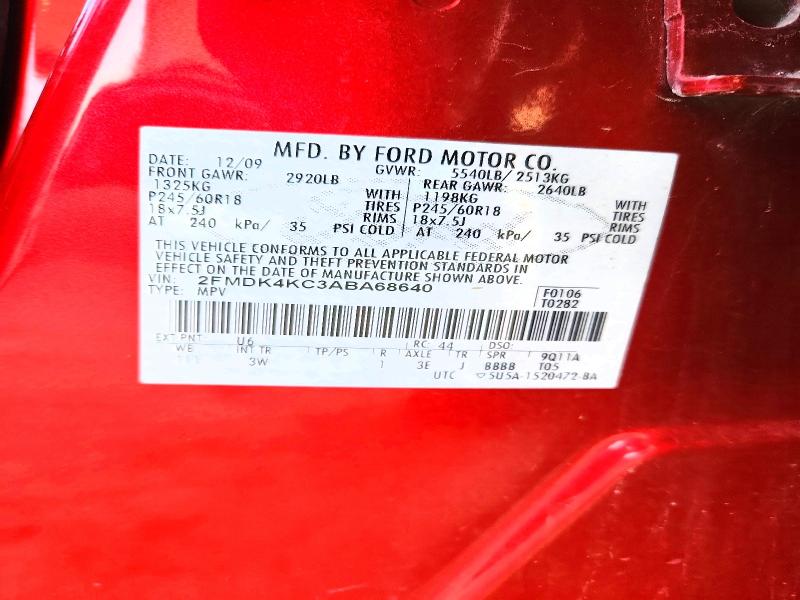 Продаж на аукціоні авто 2010 Ford Edge, vin: 2FMDK4KC3ABA68640, номер лоту: 51044076