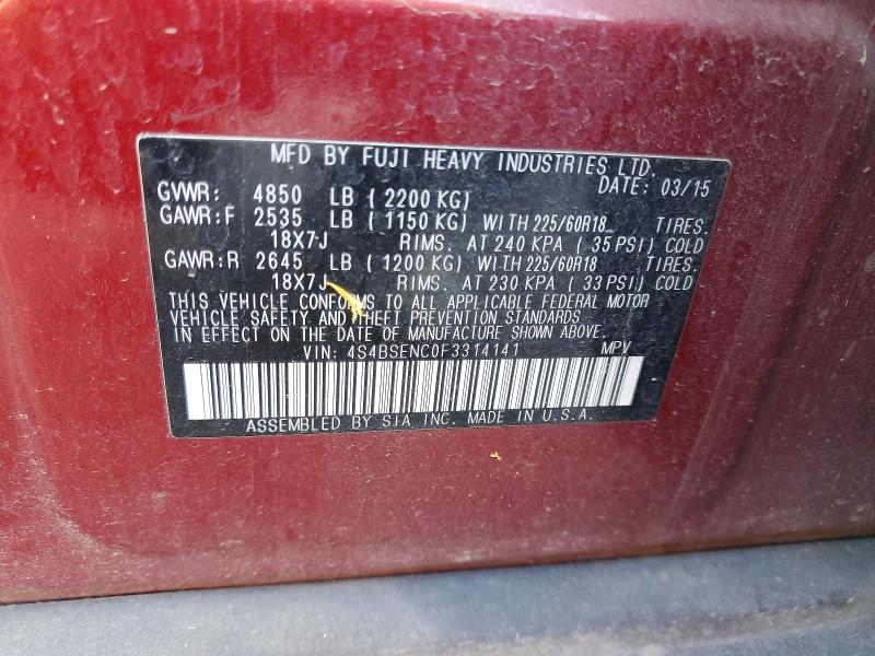 Aukcja sprzedaży 2015 Subaru Outback, vin: 4S4BSENC0F3314141, numer aukcji: 51665986