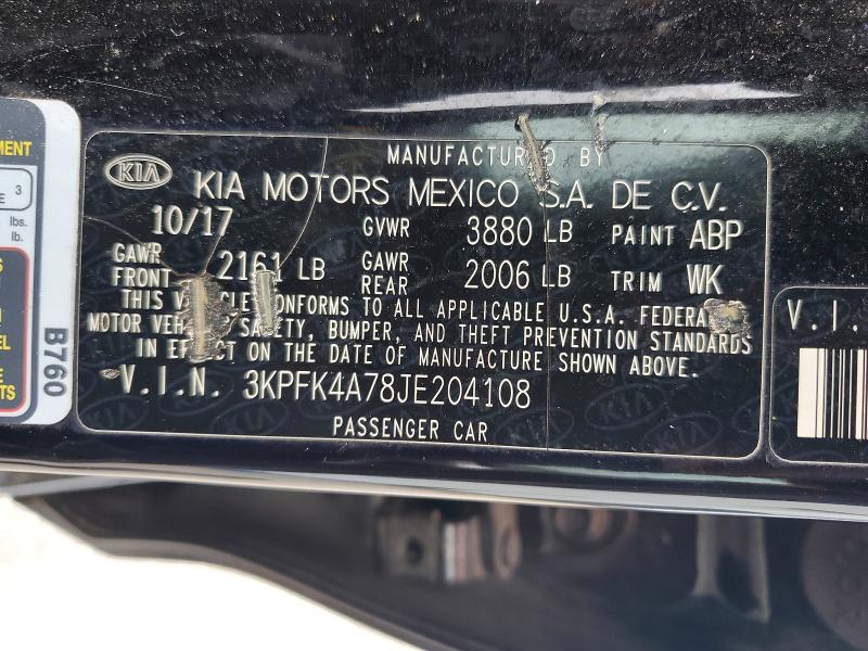 Продаж на аукціоні авто 2018 Kia Forte, vin: 3KPFK4A78JE204108, номер лоту: 51668896