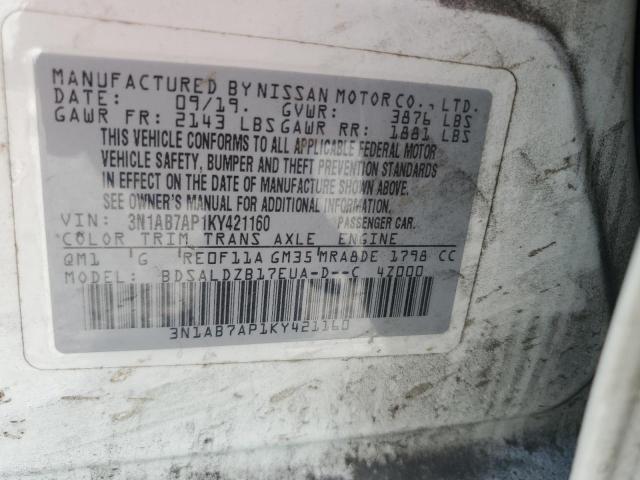 Продаж на аукціоні авто 2019 Nissan Sentra, vin: 3N1AB7AP1KY421160, номер лоту: 52127726