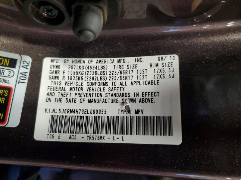 Продажа на аукционе авто 2014 Honda Cr-v, vin: 5J6RM4H79EL000955, номер лота: 50769466