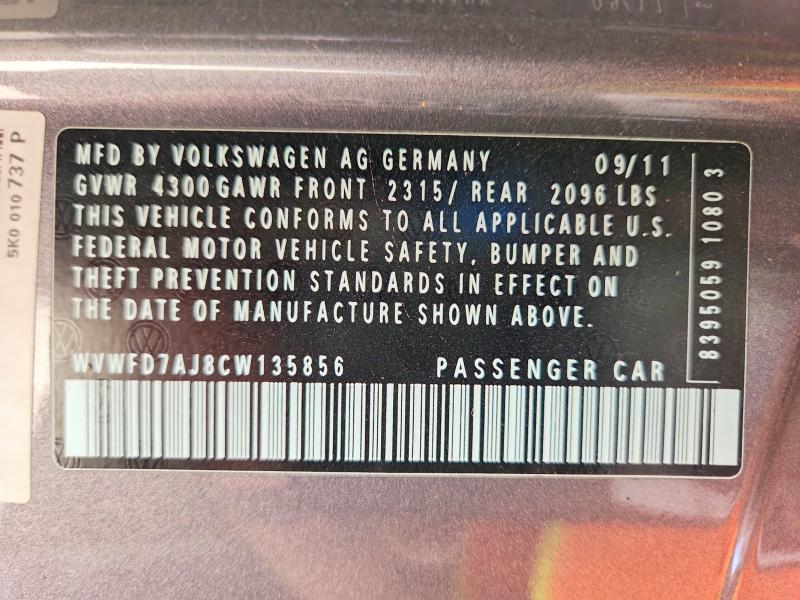Продажа на аукционе авто 2012 Volkswagen Gti, vin: WVWFD7AJ8CW135856, номер лота: 48459616