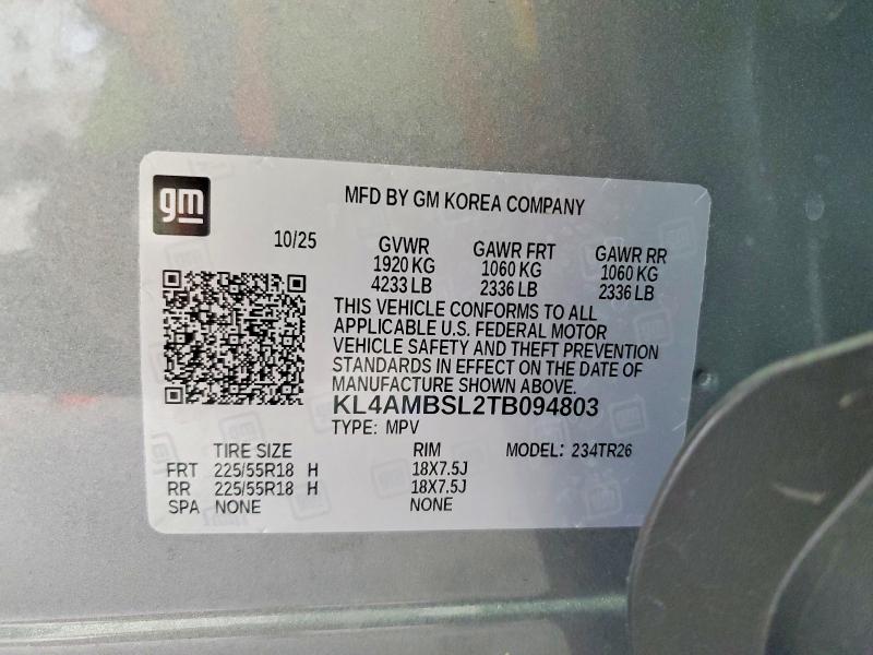 51473806 :رقم المزاد ، KL4AMBSL2TB094803 vin ، 2026 Buick Encore Gx مزاد بيع