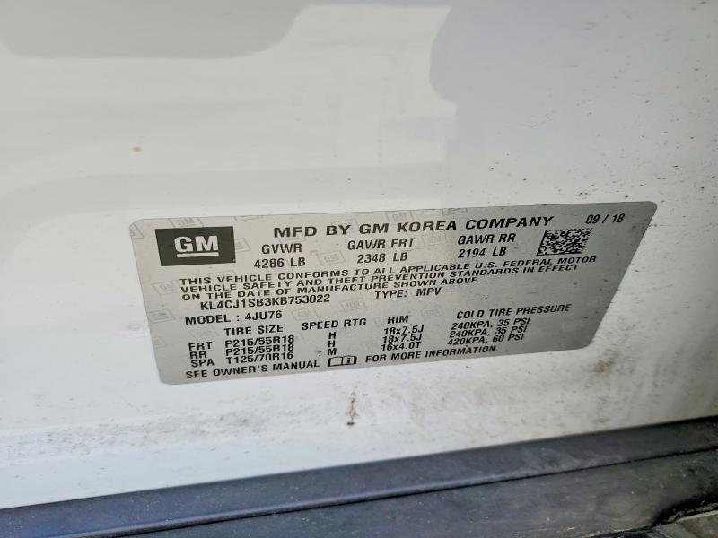 Aukcja sprzedaży 2019 Buick Encore, vin: KL4CJ1SB3KB753022, numer aukcji: 51152186