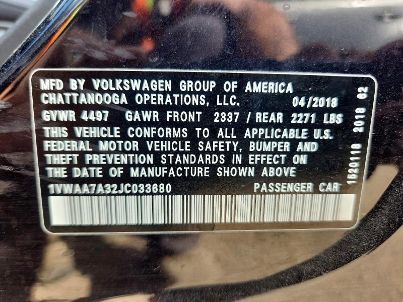 Продажа на аукционе авто 2018 Volkswagen Passat, vin: 1VWAA7A32JC033680, номер лота: 49485676