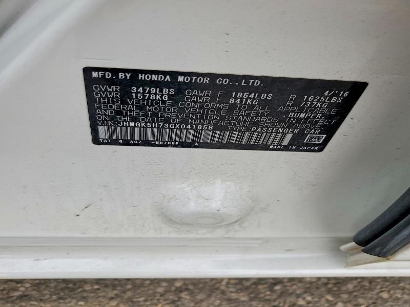 2016 Honda Fit მანქანა იყიდება აუქციონზე, vin: JHMGK5H73GX041858, აუქციონის ნომერი: 49895266