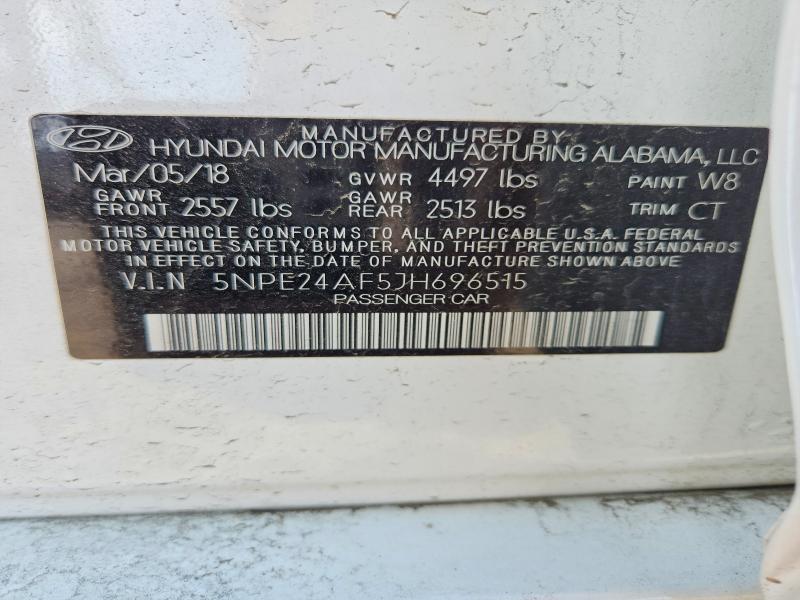Aukcja sprzedaży 2018 Hyundai Sonata, vin: 5NPE24AF5JH696515, numer aukcji: 50651306