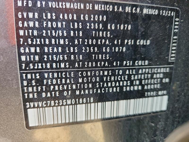 Продажа на аукционе авто 2025 Volkswagen Taos, vin: 3VVVC7B23SM016618, номер лота: 50249946