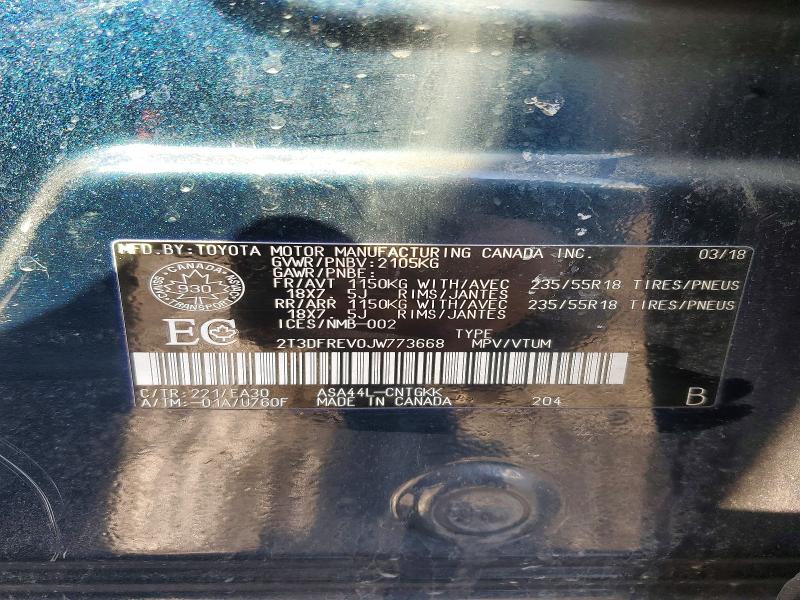 2018 Toyota Rav4 მანქანა იყიდება აუქციონზე, vin: 2T3DFREV0JW773668, აუქციონის ნომერი: 48618986