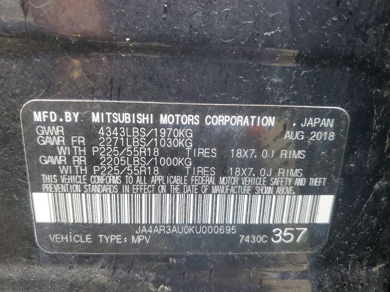 Aukcja sprzedaży 2019 Mitsubishi Outlander Sport, vin: JA4AR3AU0KU000695, numer aukcji: 50106776