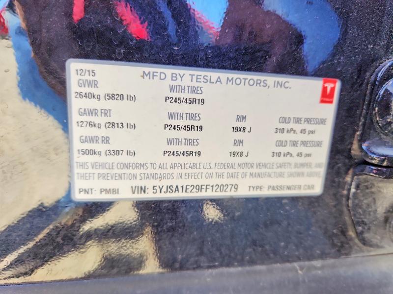 Aukcja sprzedaży 2015 Tesla Model S, vin: 5YJSA1E29FF120279, numer aukcji: 51550806
