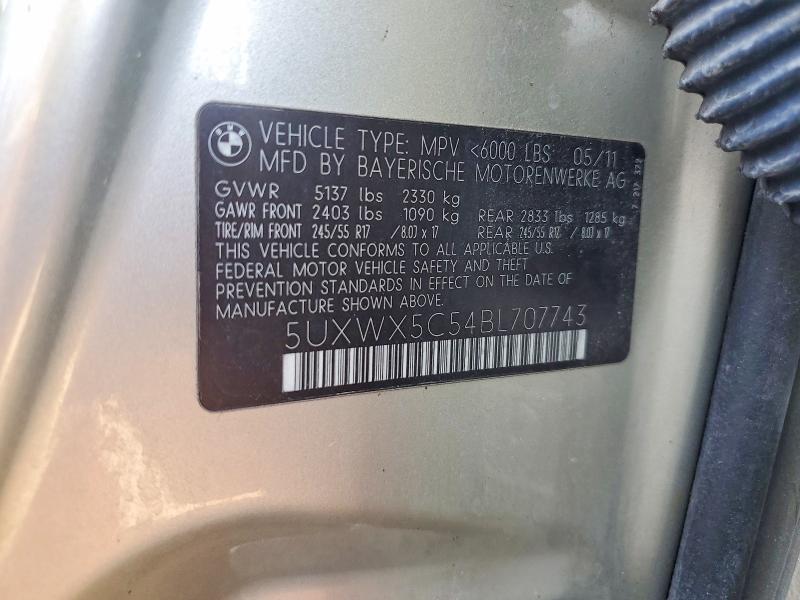Продажа на аукционе авто 2011 Bmw X3, vin: 5UXWX5C54BL707743, номер лота: 51615736