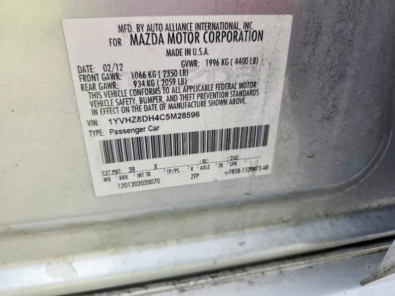2012 Mazda 6 მანქანა იყიდება აუქციონზე, vin: 1YVHZ8DH4C5M28596, აუქციონის ნომერი: 50476336