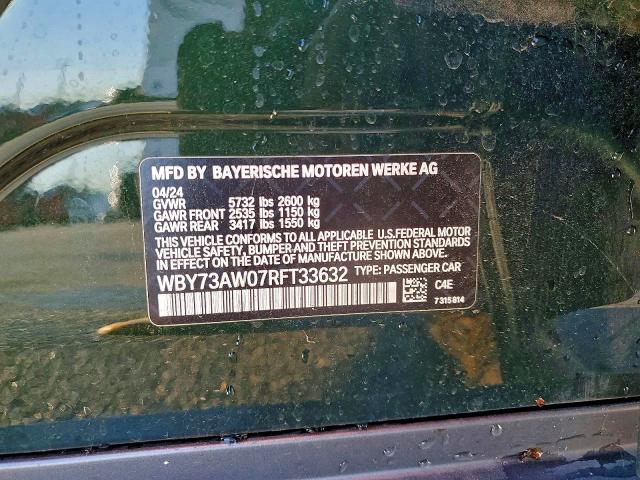 Продажа на аукционе авто 2024 Bmw I4, vin: WBY73AW07RFT33632, номер лота: 77793565