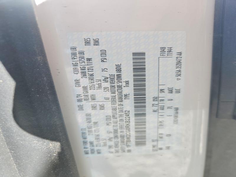 50256426 :رقم المزاد ، 1FTBW2CG0RKB22452 vin ، 2024 Ford Transit مزاد بيع