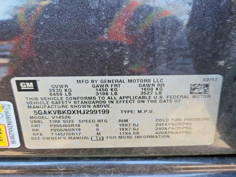 50463306 :رقم المزاد ، 5GAKVBKDXHJ299199 vin ، 2017 Buick Enclave مزاد بيع