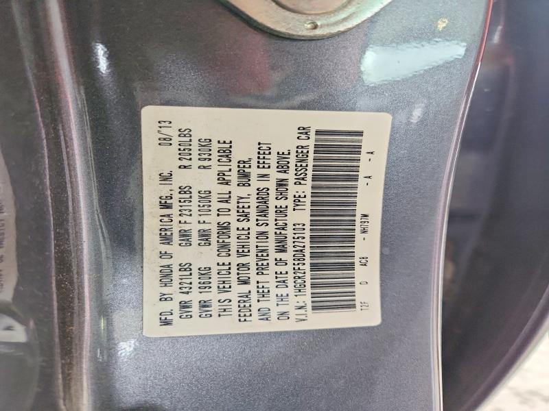Aukcja sprzedaży 2013 Honda Accord, vin: 1HGCR2F58DA275103, numer aukcji: 50799286
