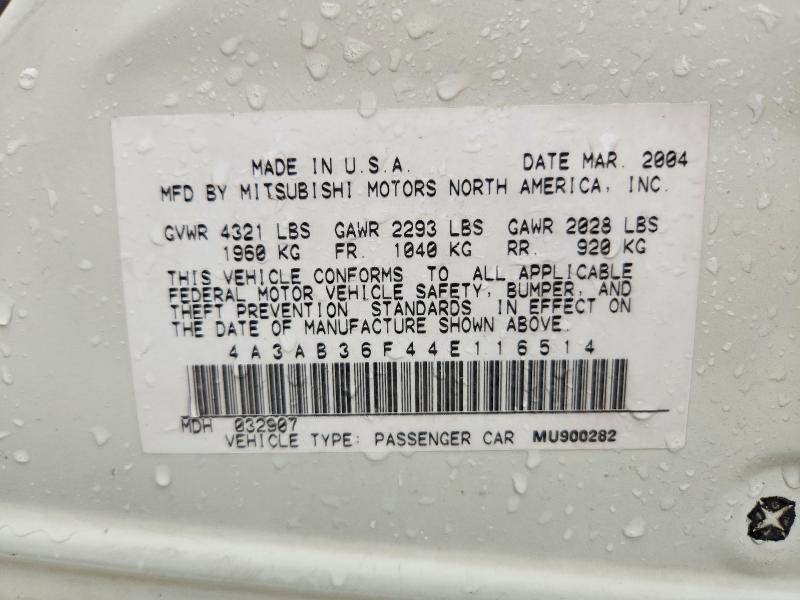 Продаж на аукціоні авто 2004 Mitsubishi Galant, vin: 4A3AB36F44E116514, номер лоту: 48453196