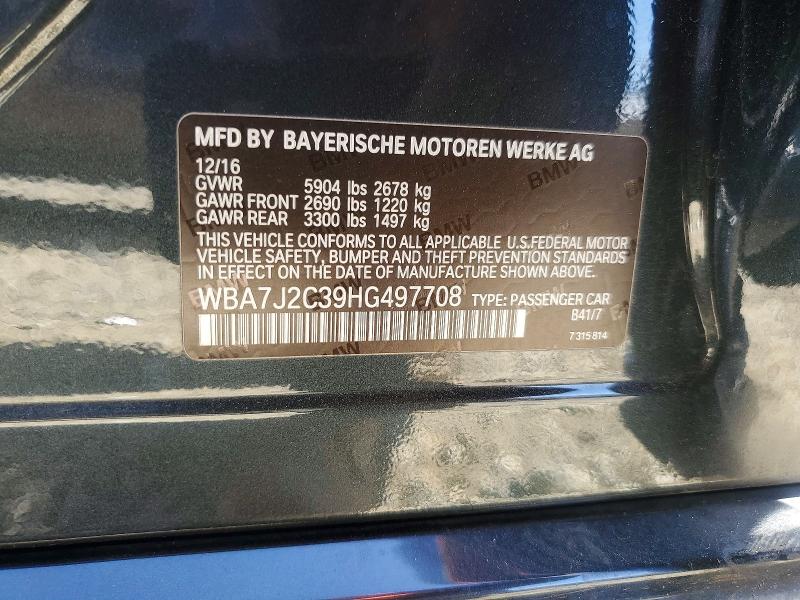Auction sale of the 2017 Bmw 740, vin: WBA7J2C39HG497708, lot number: 50478496