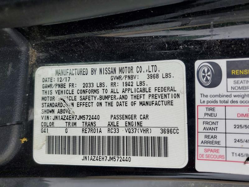Aukcja sprzedaży 2018 Nissan 370z, vin: JN1AZ4EH7JM572440, numer aukcji: 51272666