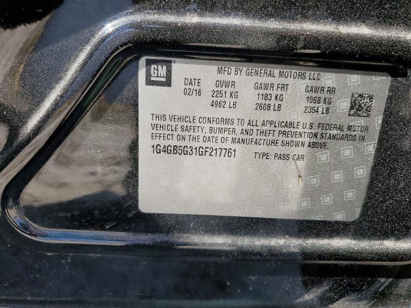 2016 Buick Lacrosse მანქანა იყიდება აუქციონზე, vin: 1G4GB5G31GF217761, აუქციონის ნომერი: 49179856