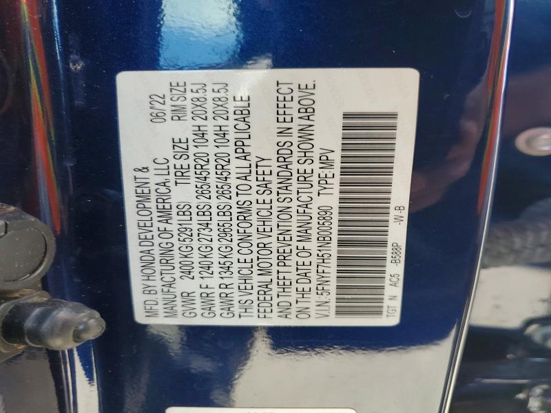 Продаж на аукціоні авто 2022 Honda Passport, vin: 5FNYF7H51NB005890, номер лоту: 48175916