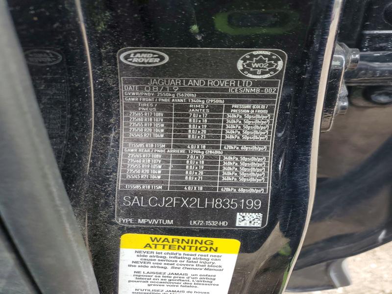 Продаж на аукціоні авто 2020 Land Rover Discovery Sport, vin: SALCJ2FX2LH835199, номер лоту: 50392076
