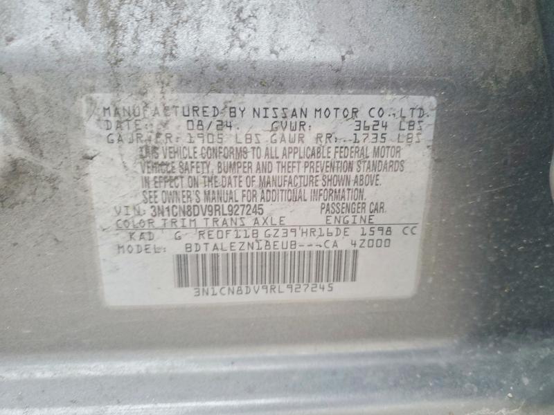 2024 Nissan Versa მანქანა იყიდება აუქციონზე, vin: 3N1CN8DV9RL927245, აუქციონის ნომერი: 51657766