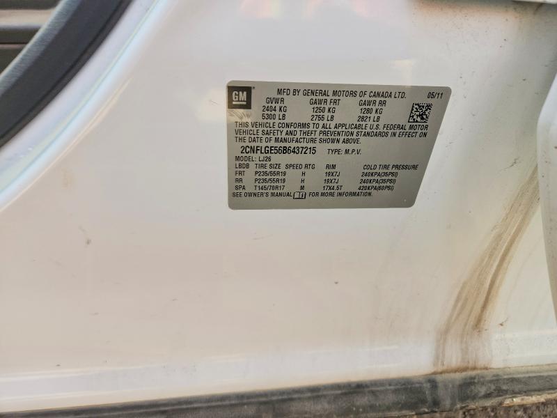 50697286 :رقم المزاد ، 2CNFLGE56B6437215 vin ، 2011 Chevrolet Equinox مزاد بيع
