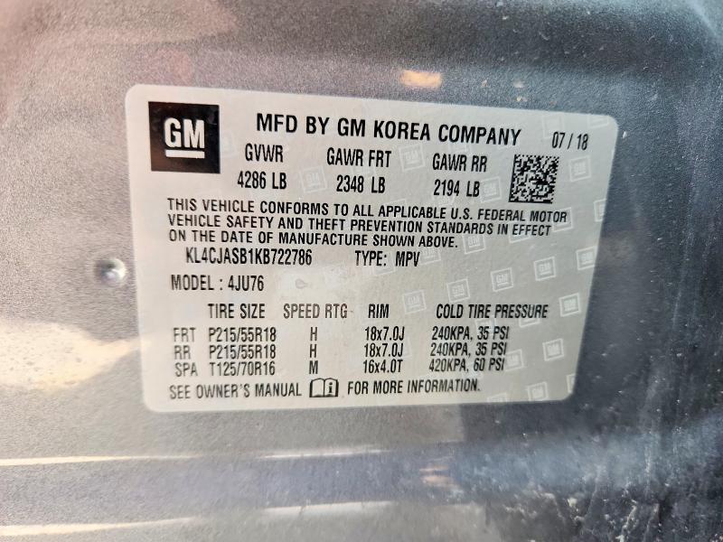 Продаж на аукціоні авто 2019 Buick Encore, vin: KL4CJASB1KB722786, номер лоту: 48580936