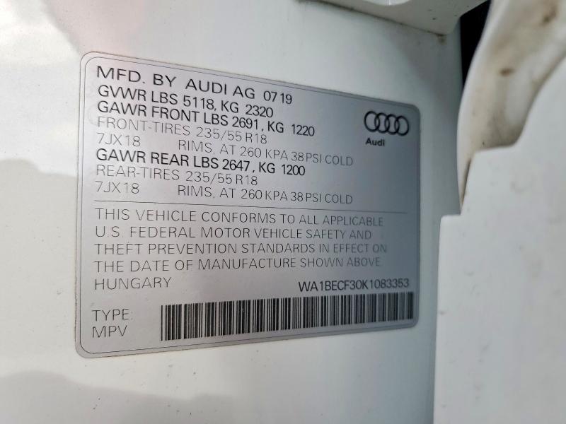 Продаж на аукціоні авто 2019 Audi Q3, vin: WA1BECF30K1083353, номер лоту: 49936816