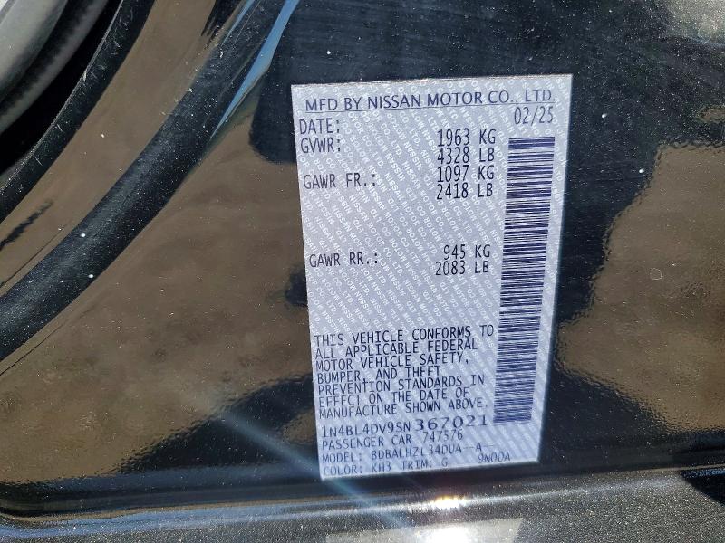 2025 Nissan Altima მანქანა იყიდება აუქციონზე, vin: 1N4BL4DV9SN367021, აუქციონის ნომერი: 50312766