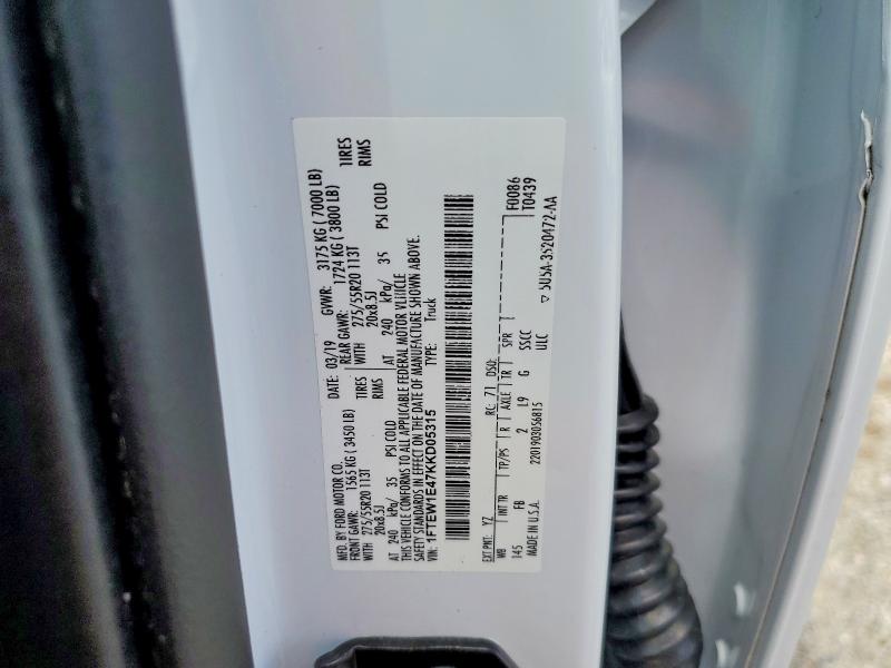 Продажа на аукционе авто 2019 Ford F150, vin: 1FTEW1E47KKD05315, номер лота: 50648366