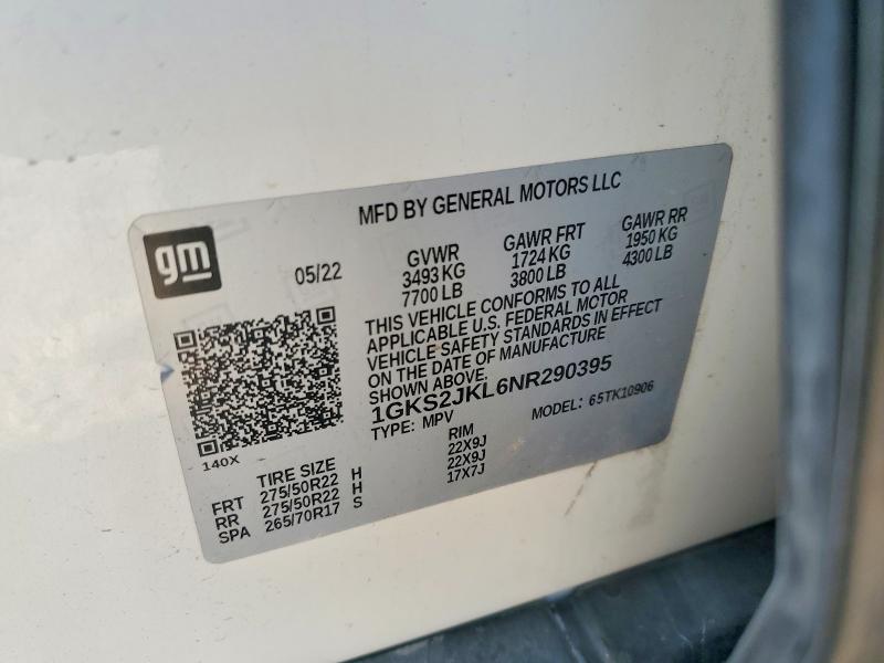 Auction sale of the 2022 Gmc Yukon Xl, vin: 1GKS2JKL6NR290395, lot number: 48787196