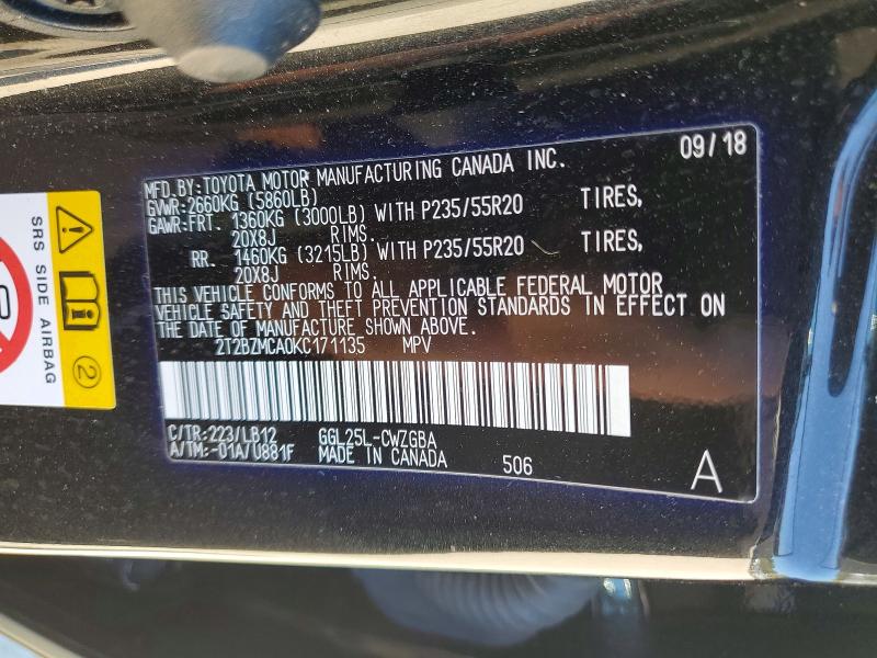 Продажа на аукционе авто 2019 Lexus Rx 350, vin: 2T2BZMCA0KC171135, номер лота: 50884476