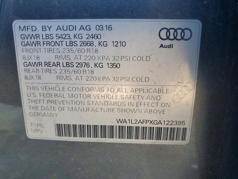 Продаж на аукціоні авто 2016 Audi Q5, vin: WA1L2AFPXGA122395, номер лоту: 49158096