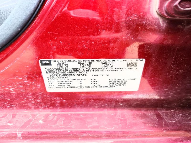 Продаж на аукціоні авто 2015 Gmc Sierra, vin: 3GTU2WEC8FG152579, номер лоту: 51086206