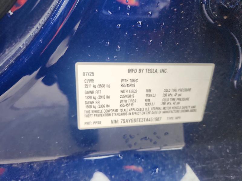 2026 Tesla Model Y მანქანა იყიდება აუქციონზე, vin: 7SAYGDEE3TA451987, აუქციონის ნომერი: 48516086