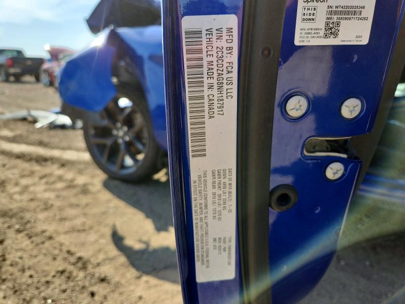2022 Dodge Challenger მანქანა იყიდება აუქციონზე, vin: 2C3CDZAG8NH187917, აუქციონის ნომერი: 50699146