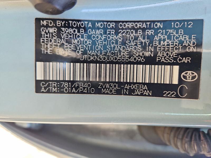 Продаж на аукціоні авто 2013 Toyota Prius, vin: JTDKN3DUXD5554096, номер лоту: 48950996