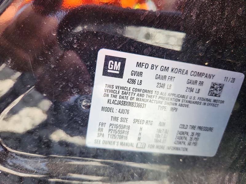 2021 Buick Encore მანქანა იყიდება აუქციონზე, vin: KL4CJASBXMB336631, აუქციონის ნომერი: 50328436