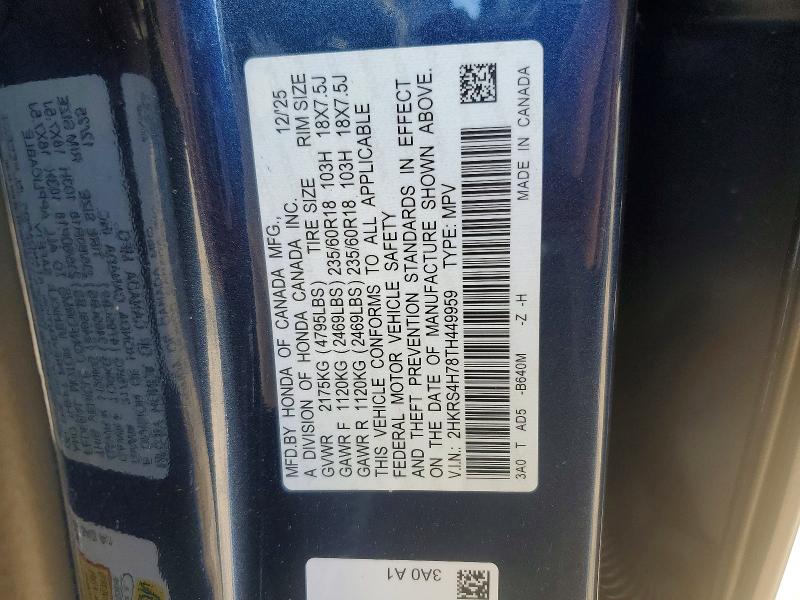 Продаж на аукціоні авто 2026 Honda Cr-v, vin: 2HKRS4H78TH449959, номер лоту: 48956636