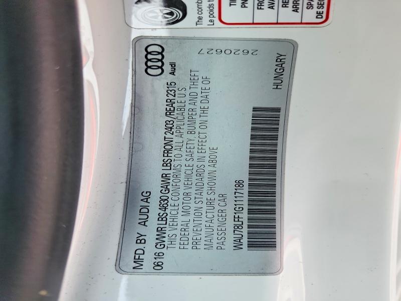 Продаж на аукціоні авто 2016 Audi A3, vin: WAU78LFF1G1117186, номер лоту: 48459486