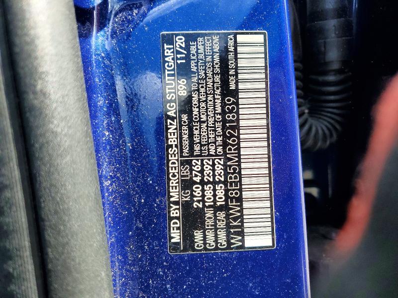 Продаж на аукціоні авто 2021 Mercedes-benz C, vin: W1KWF8EB5MR621839, номер лоту: 50971876
