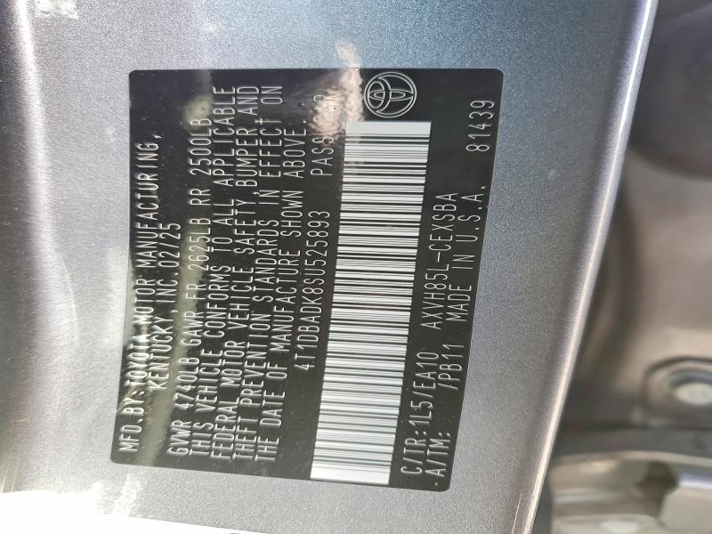 Продажа на аукционе авто 2025 Toyota Camry, vin: 4T1DBADK8SU525893, номер лота: 79570355
