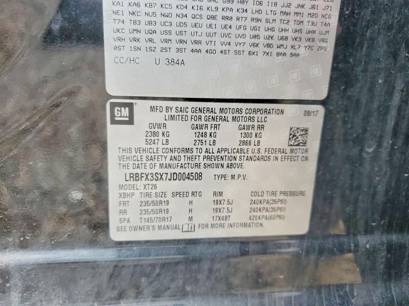2018 Buick Envision მანქანა იყიდება აუქციონზე, vin: LRBFX3SX7JD004508, აუქციონის ნომერი: 51873936