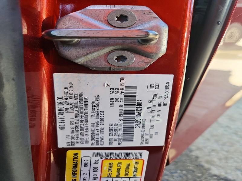 2014 Ford Fusion მანქანა იყიდება აუქციონზე, vin: 3FA6P0HD6ER214064, აუქციონის ნომერი: 50830886