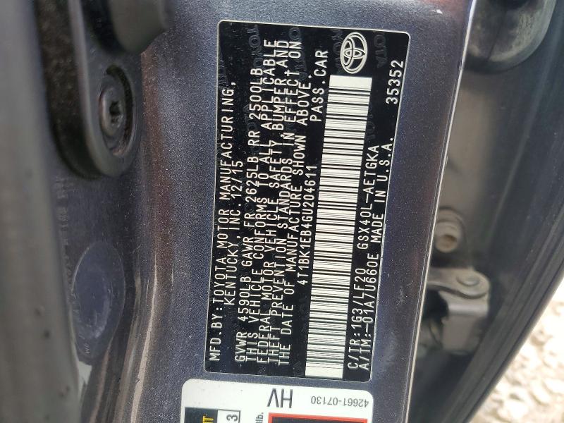 46781746 :رقم المزاد ، 4T1BK1EB4GU204611 vin ، 2016 Toyota Avalon مزاد بيع