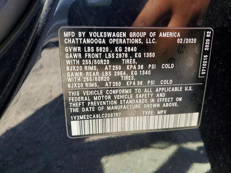 Продажа на аукционе авто 2020 Volkswagen Atlas Cross Sport, vin: 1V2ME2CA9LC209757, номер лота: 50837806