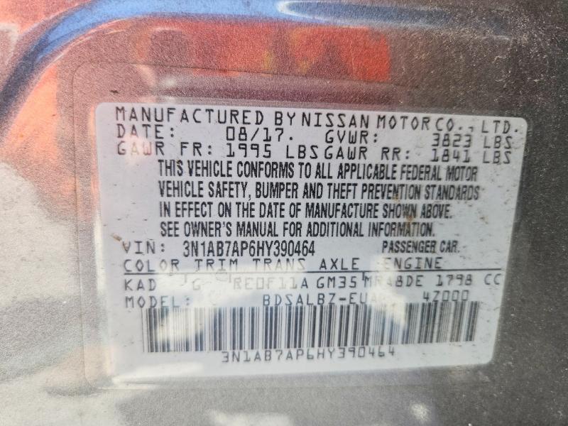 Продаж на аукціоні авто 2017 Nissan Sentra, vin: 3N1AB7AP6HY390464, номер лоту: 50721606
